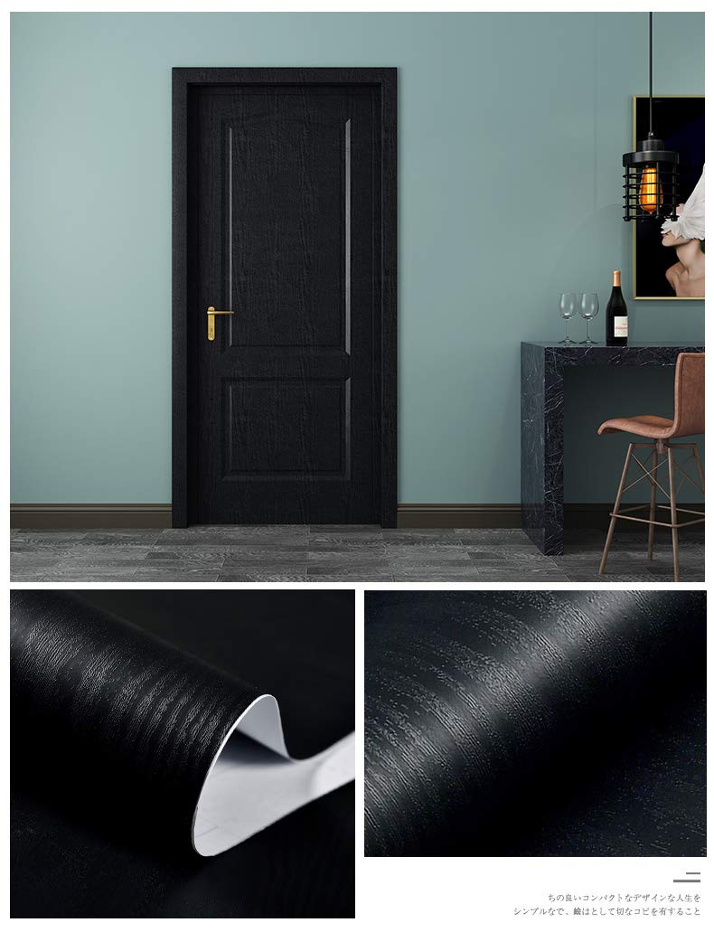 tiltil Black Wallpaper - Wood Peel and Stick Wallpaper â€“ Black Wood Self-Adhesive & Removable Wall Paper for Countertop Furniture Kitchen Wall, Countertop Contact Paper, Easy to Clean, 17.7â€ Ã— 118â€ Vinyl - Image 2
